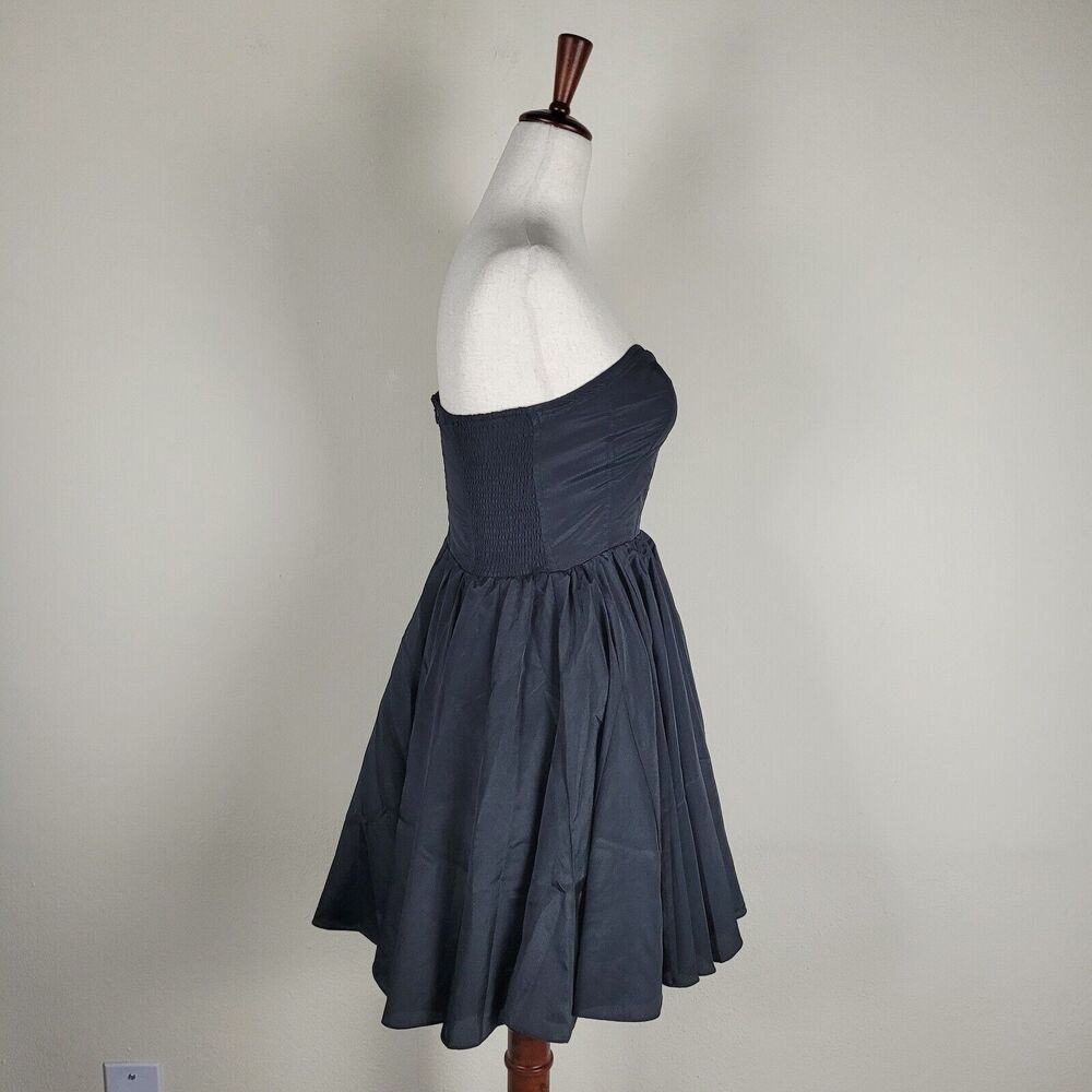 Vintage Arden B Dress XS Black Sweetheart Ruffles Party 90s Mini Short Strapless - Picture 3 of 10